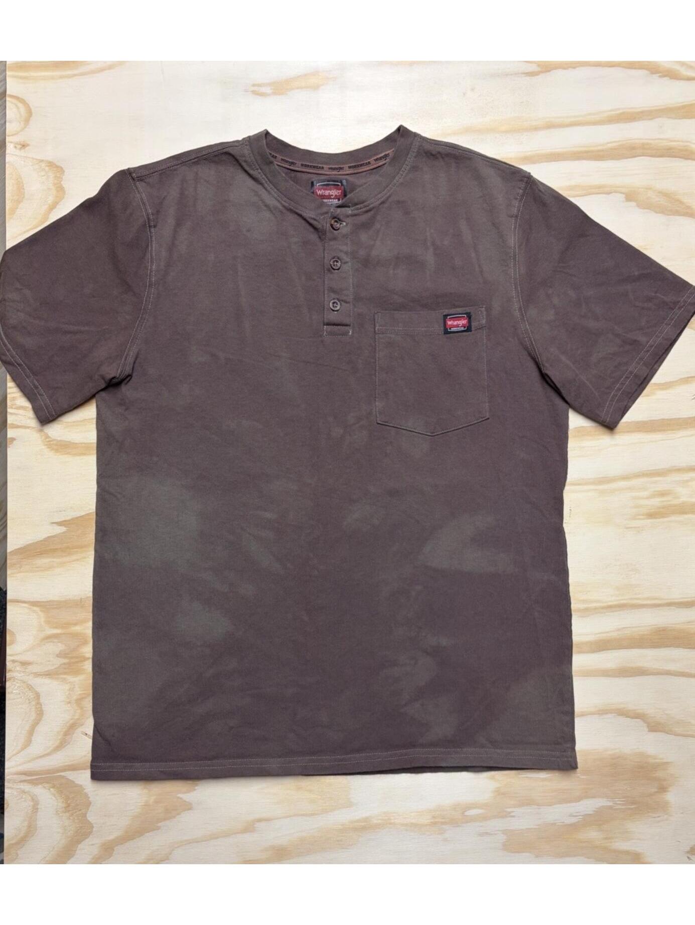 Wrangler Men’s Medium Sundyed Brown Workwear Shirt With Pockets, Buttons